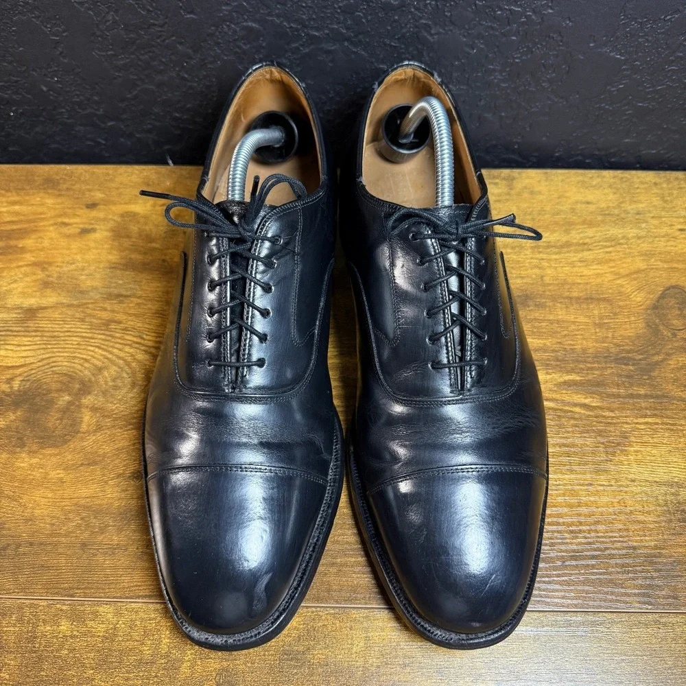 Johnston‎ & Murphy Optima Black Leather Cap Toe Oxford Dress Shoes Mens 10.5 D